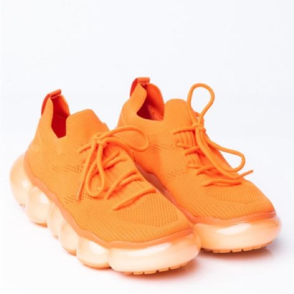 Azalea Wang Orange Sock Trainer Retro Fashion Sneaker - Picture 2 of 4